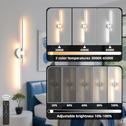 Wireless Battery Operated Wall Sconces with Remote (2 Count)