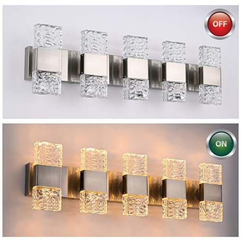 30.3 in LED Bathroom Lighting Fixtures Brushed Nickel Dimmable 40W
