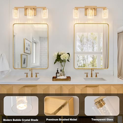 3 Light Gold Vanity Light with 3 Color Modes