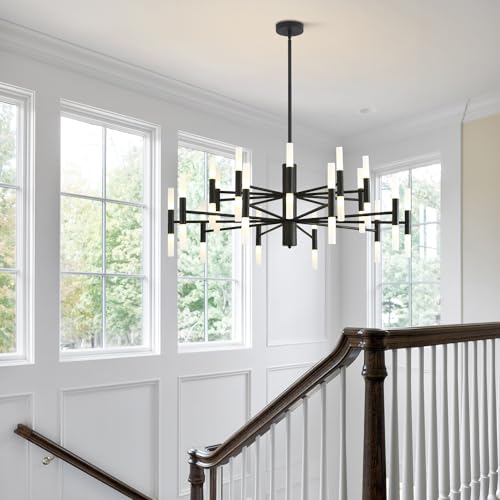 Lighting Black Sputnik Light Fixture Vintage Chandelier Light Fixture 40 Lights Mid Century Modern LED Chandelier Transitional Farmhouse Bedroom Sputnik Ceiling Light
