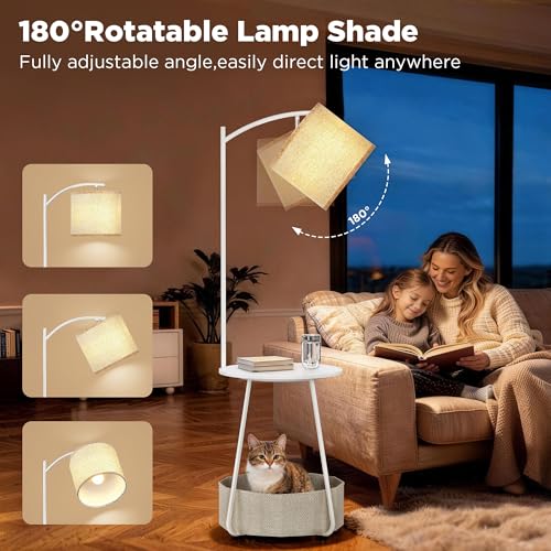 Floor Lamp with Table (White)