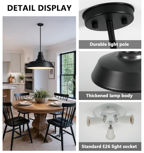 21" Black Pendant Light