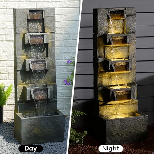 Outdoor Waterfall Fountain with LED Lights