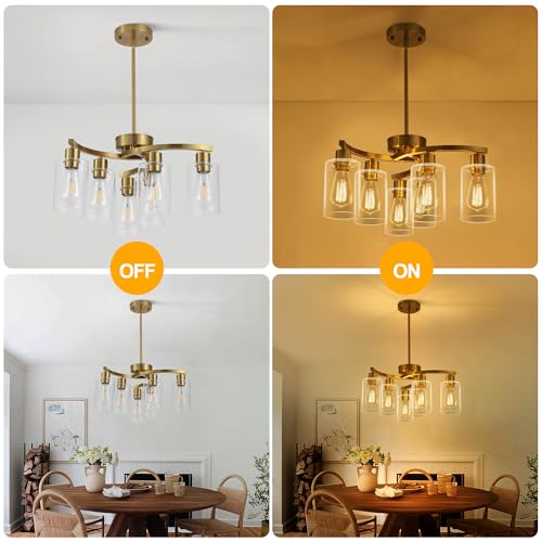 6 Light Gold Chandeliers for Dining Room