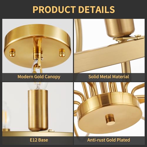 39.4" Large Gold Chandelier