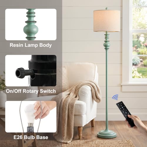 64.25" Farmhouse Floor Lamp with Remote (Rustic Blue)
