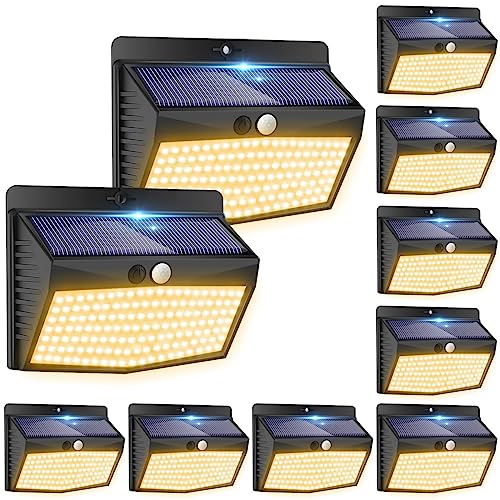 10 Pack Solar Lights Outdoor Motion Sensor with 3 Lighting Modes (10 Count)