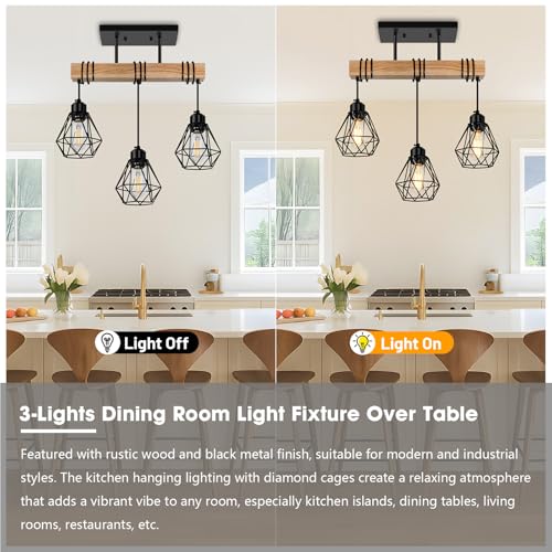 3 Lights Farmhouse Dining Room Pendant Light Fixtures Over Table