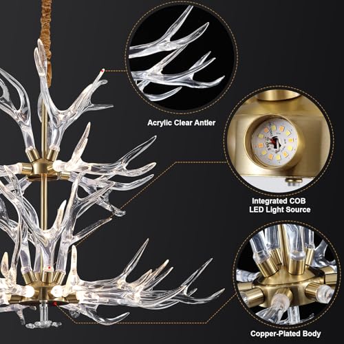 Acrylic Antler Chandelier Ceiling Light Fixtures