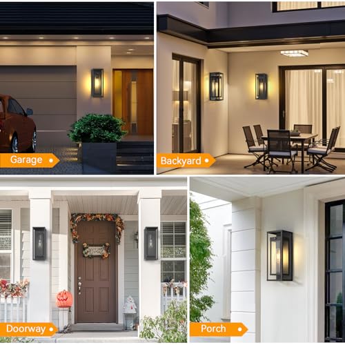 Dusk to Dawn Outdoor Wall Sconce Black Modern Exterior Lighting Fixture