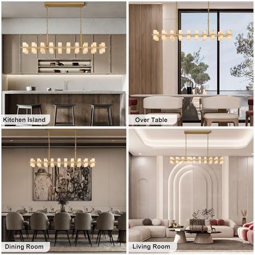 Alabaster Rectangular Chandelier for Dining Room