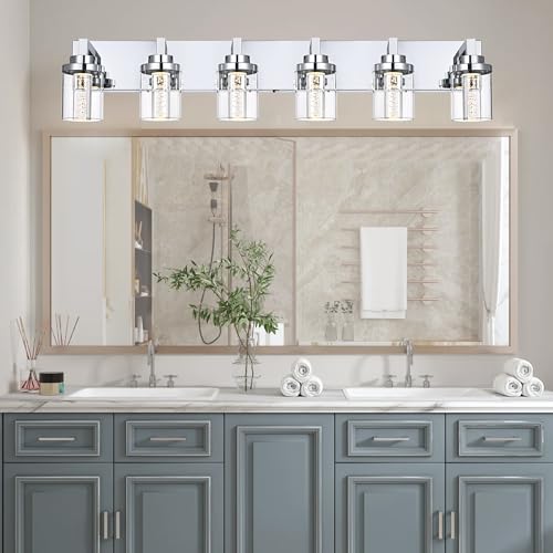 6 Light LED Bathroom Light Fixtures Chrome
