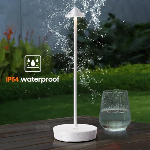 Set of 2 Cordless Rechargeable Led Table Lamp Battery Operated Light White (2 Count)