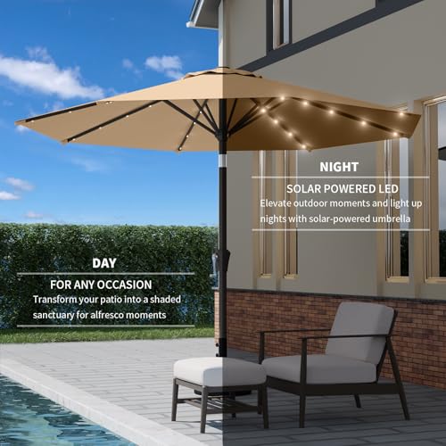 9FT Patio Umbrella with Solar Lights