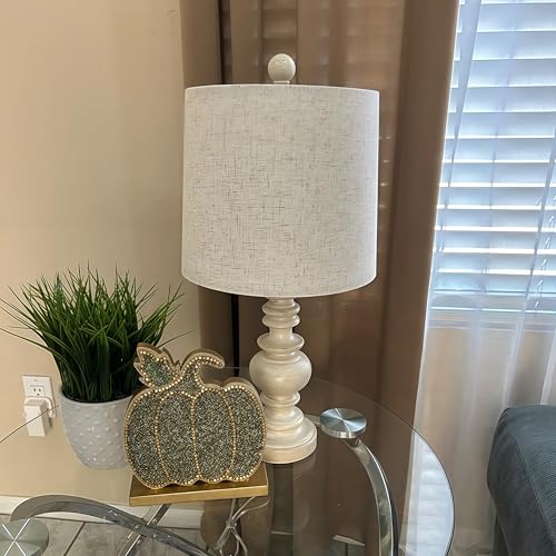 Tradition 20.5" Rustic Table Lamp Set of 2 for Living Room Farmhouse Bedside Desk Lamps Bedroom Nightstand Vintage Lamps Linen Washed（Suitable for Decorating Small Areas） (2 Count)