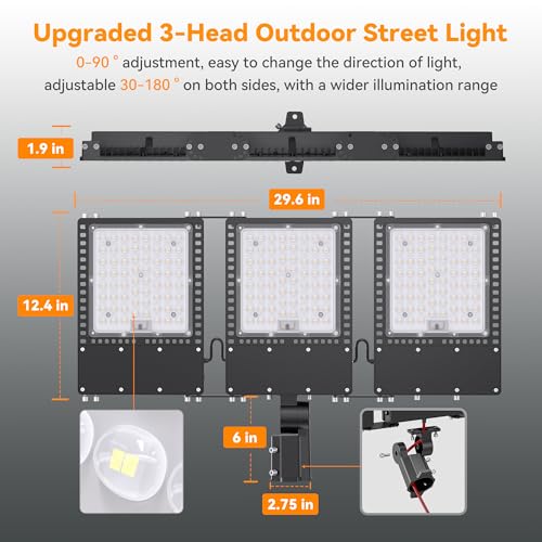 2025 New Upgraded 300W Dusk to Dawn LED Parking Lot Light 45000lm 5000K