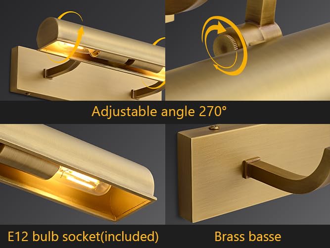 18 inch Hardwired Picture Light Brass Picture Light for Wall
