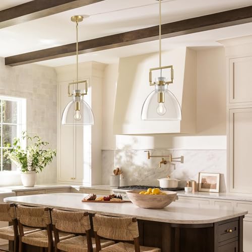 10 Inch Knurled Large Brass Blown Glass Modern Kitchen Island Pendant Light Fixtures
