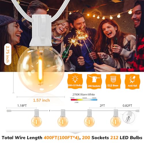 Outdoor String Lights White 400FT