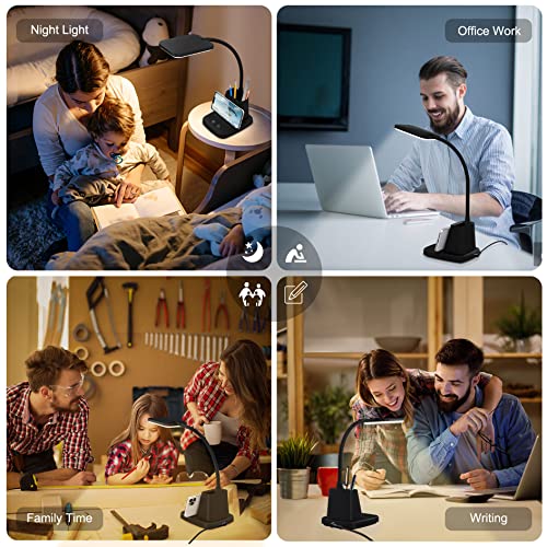 LED Desk Lamp with 10W Wireless Charging & Pen Holder