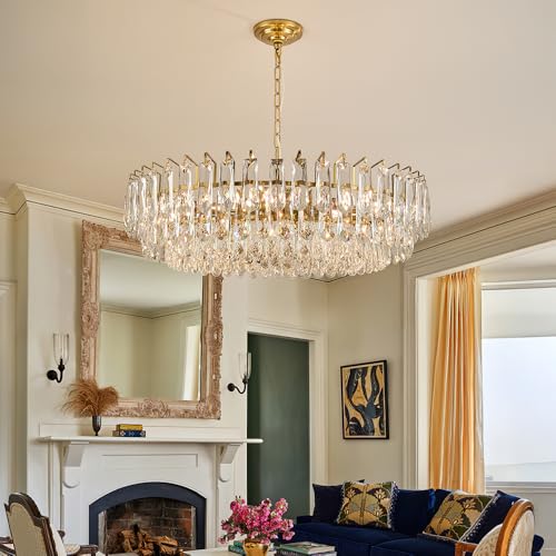 31.5" Modern Crystal Chandelier Gold 3