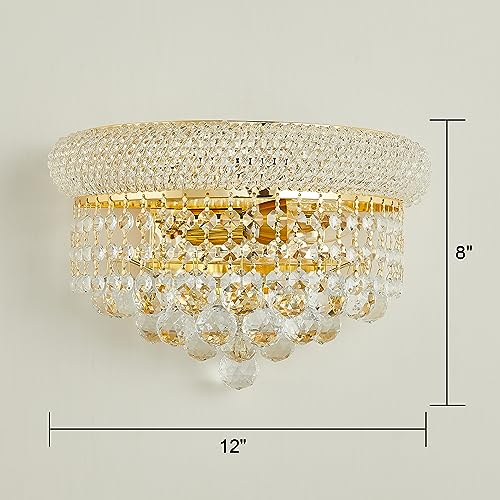 2 Lights Empire Crystal Wall Sconce Light for Living Room Dining Room Bathroom Vanity Mirrors Hallway Bedroom Closet Stairway