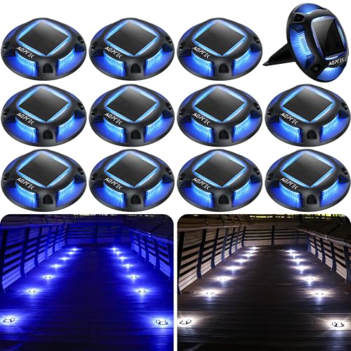2 Colors in 1 Solar Driveway Lights 12 Pack with Ground Spike Design (12 Count)