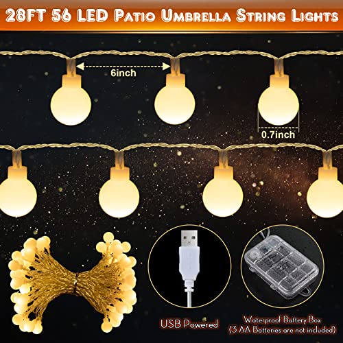 1 Pack 32 FT LED Patio Umbrella Lights