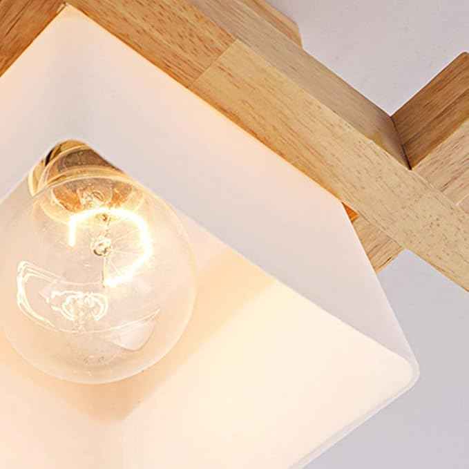 Flush Mount LED Ceiling Chandelier Wooden Ceiling Lamp Japanese Style for Bedroom Kitchen Living Room Hallway Hotel (Single Lamp Head, Without Bulb)