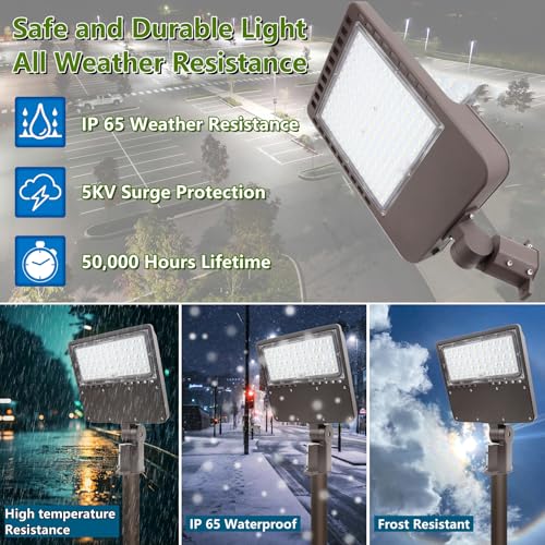 2PACK 300W LED Parking Lot Light with Dusk to Dawn Photocell (2 Count)