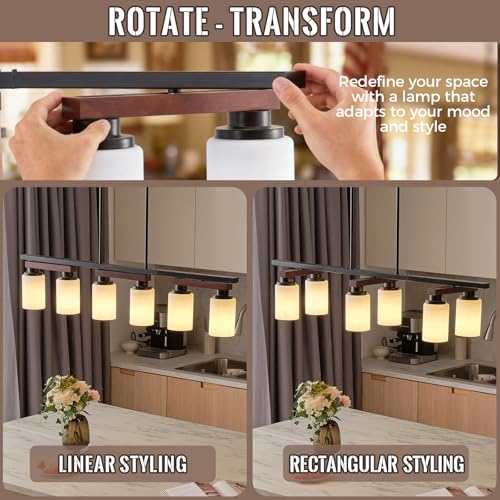 6 Light Black Linear Chandelier