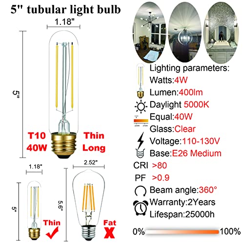 Dimmable T10 E26 LED Bulb (6 Count)