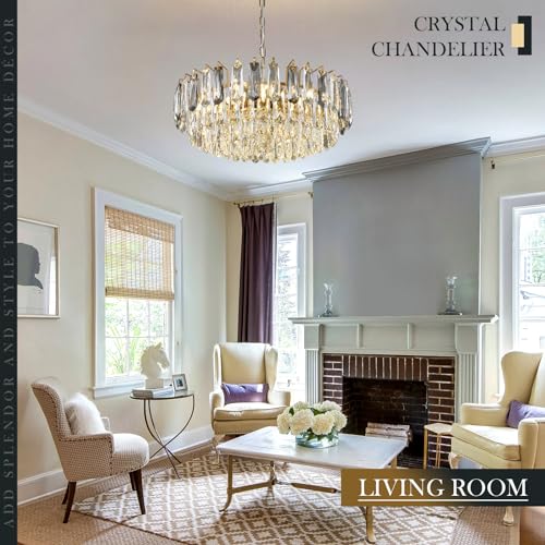 23.6" Modern Crystal Chandelier with Grey Crystal Gold 3