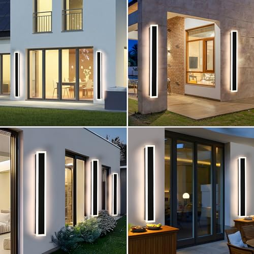 2 Pack Black Exterior Wall Lights for House 60 Inch