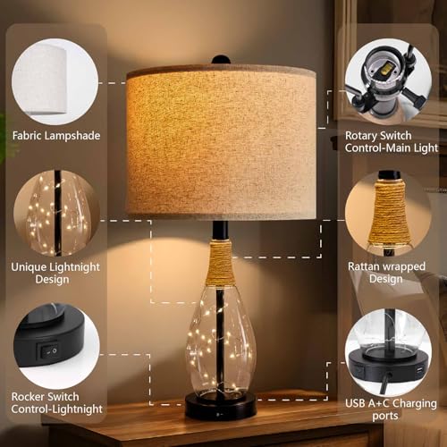 Bedside Table Lamp with USB