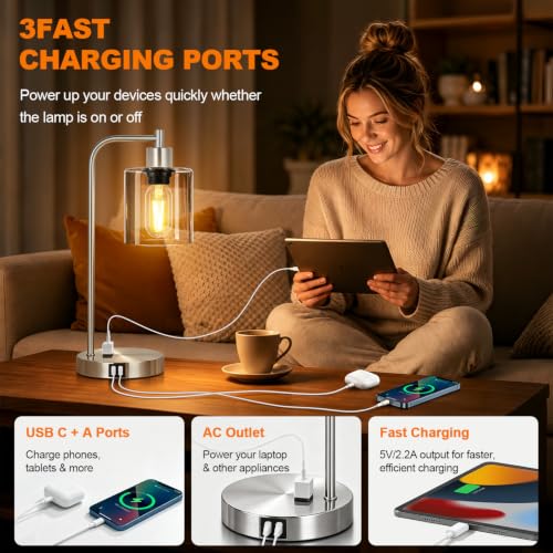 Industrial Touch Control Table Lamps Set of 2 (2 Count)