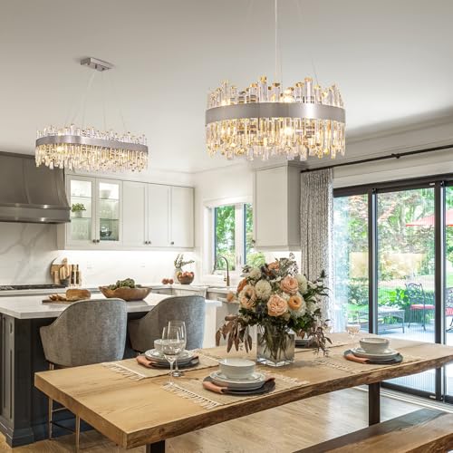12 Light Modern Crystal Chandelier Ceiling Light Chrome D19.7''