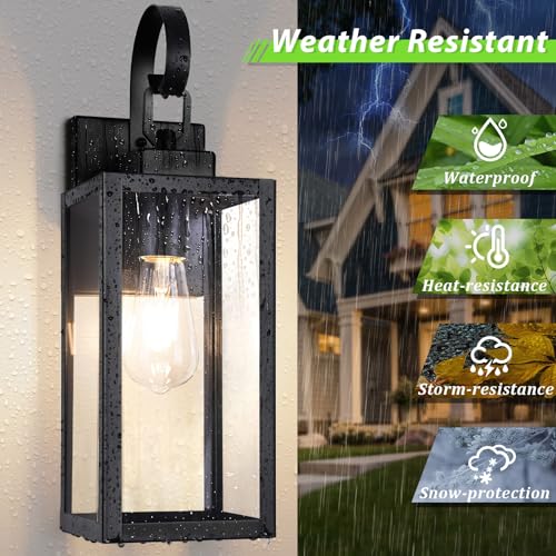 16.5" Large Outdoor Wall Light Fixtures (Black (Standard) / 16.5in)