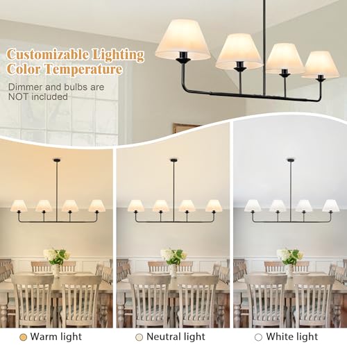 65"Modern Linear Chandelier with Fabric Shade