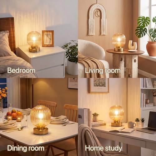 Amber Touch Glass Table Lamp