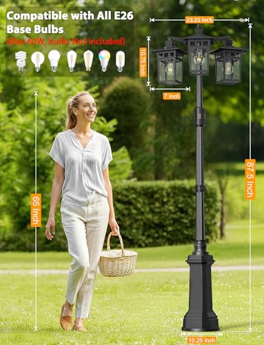 360° Motion Sensor Outdoor Lamp Post Light Fixture