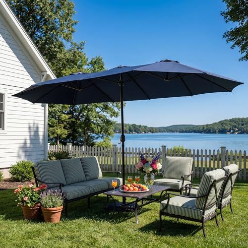 15FT Large Double Sided Patio Umbrella with Base Included