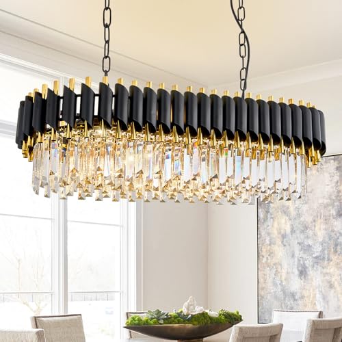 L33 Black and Gold Crystal Chandelier Large 8 Light 3