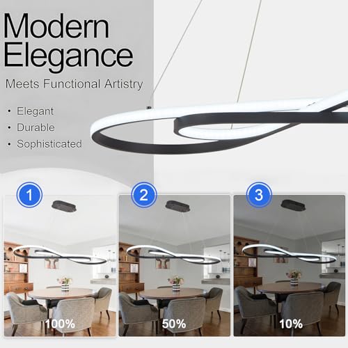 Black Snake Shaped Twist Dimmable Modern LED Pendant Chandelier
