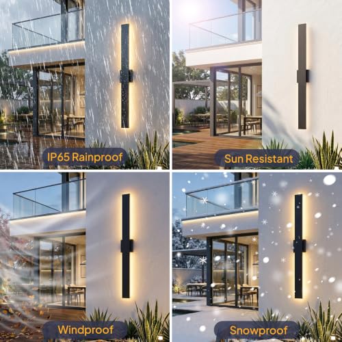 2 Pack 39.4in LED Outdoor Wall Lights Dimmable (39.4in)