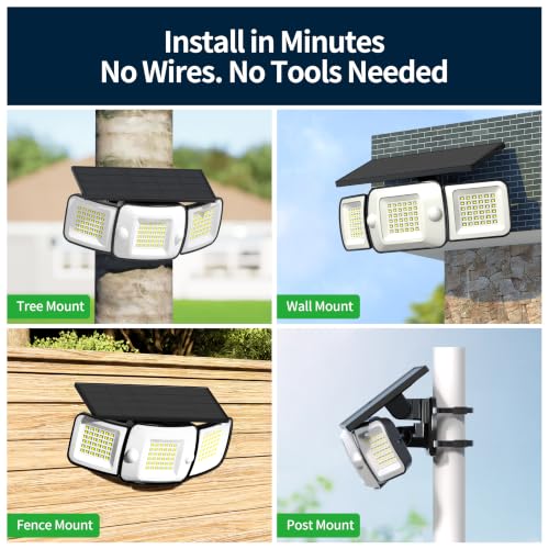 Solar Flood Lights Outdoor Waterproof 1200LM Dual Motion Sensor