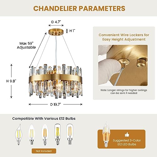 12 Light Modern Crystal Chandelier Luxury Gold 2