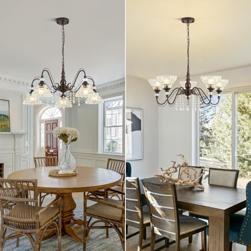 5 Light Vintage Chandelier in Oil Rubbed Bronze Finish with Flower (5-Light / Oil-Rubbed Bronze)