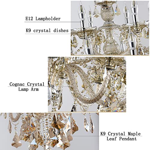 Luxury Cognac Crystal Chandelier 18 Lights