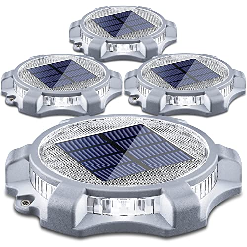 Solar Deck Lights Outdoor 2 Modes LED (4 Count)